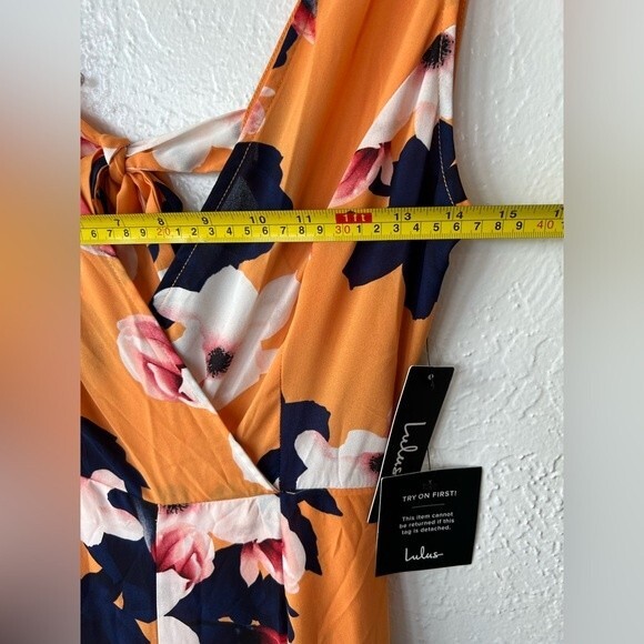 Lulus Heart Abloom Orange Floral Print Tie-Back Wide-Leg Sleeveless Jumpsuit XS - Picture 10 of 12